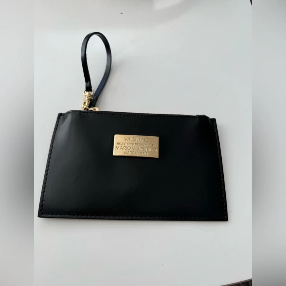 Valentino By Mario Valentino Black Wristlet with Gold Accents